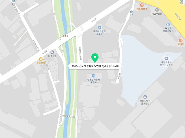 티앤와이 위치 약도 — 경기도 군포시 농심로72번길 7